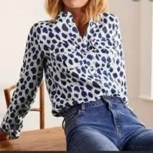 Boden Tops - Boden Women's Size 4P Dolores Top Linen Button Down Shirt Animal Print